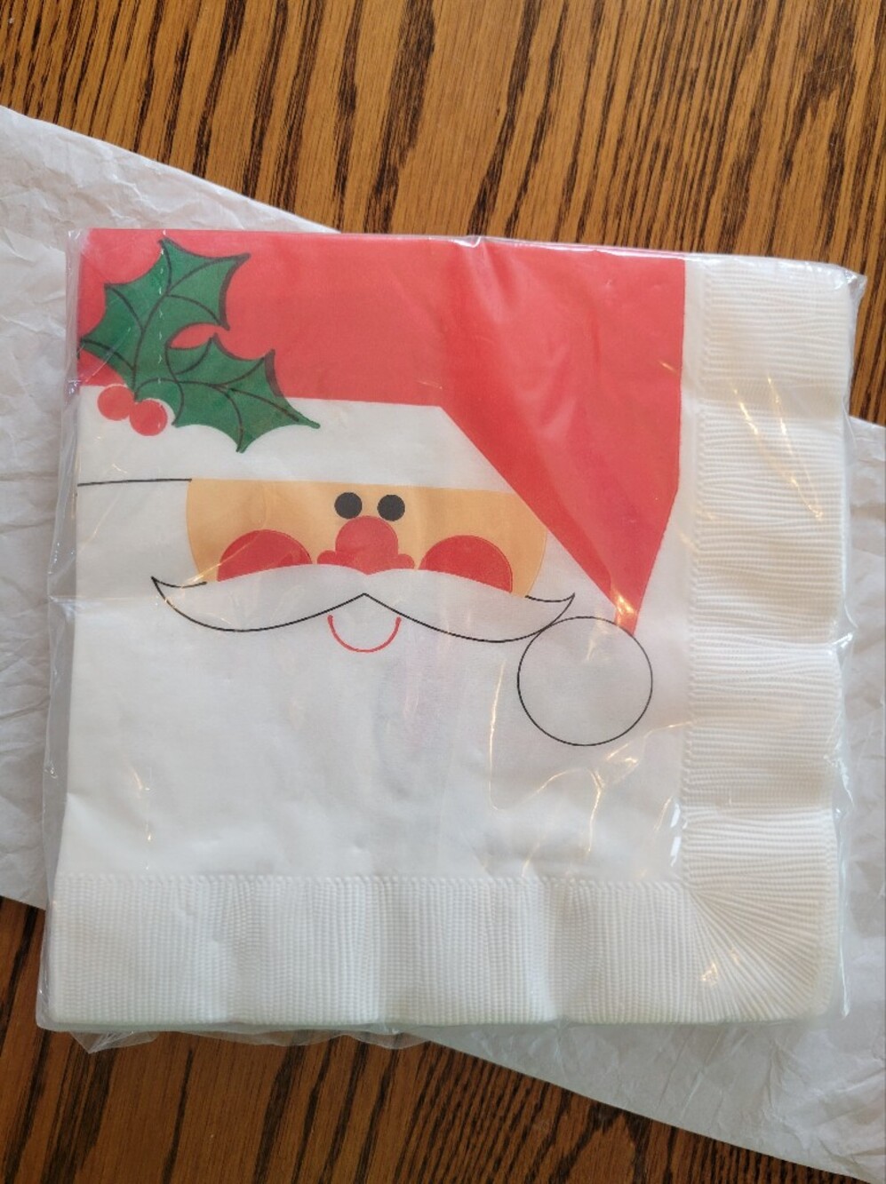 Vintage Contempo Festive Santa Paper Napkins - NOS Red & White Holiday Design